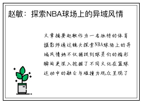赵敏：探索NBA球场上的异域风情